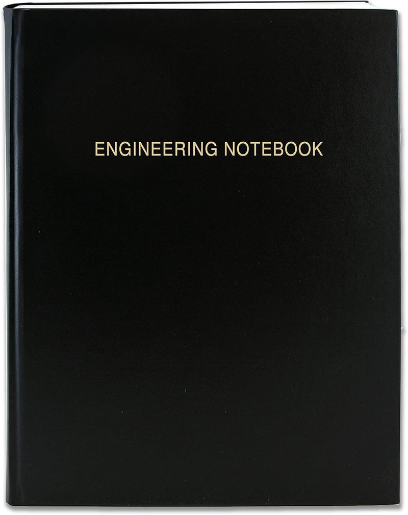BookFactory Engineering Notebook Engineer Graph Paper Quadrille 4 X 4 Quad Ruled Book - 96 Pages (.25'' Lab Grid Format), 8'' x 10'', Black Cover, Section Sewn Hardbound (Made in USA) - Image 1